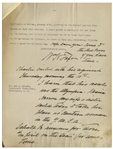William Taft Letter Signed During WWI With Long Autograph Note Signed -- 5 Days After His Son Charlie Sailed Off to War, Taft Pens, ''I shall be anxious for 'those in peril on the sea' for some time''